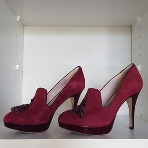 Vince Camuto Burgandy Suede Platform Pumps